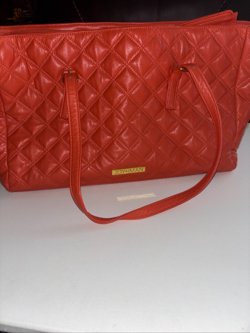 Quilted Red Tote Bag with Dual Straps